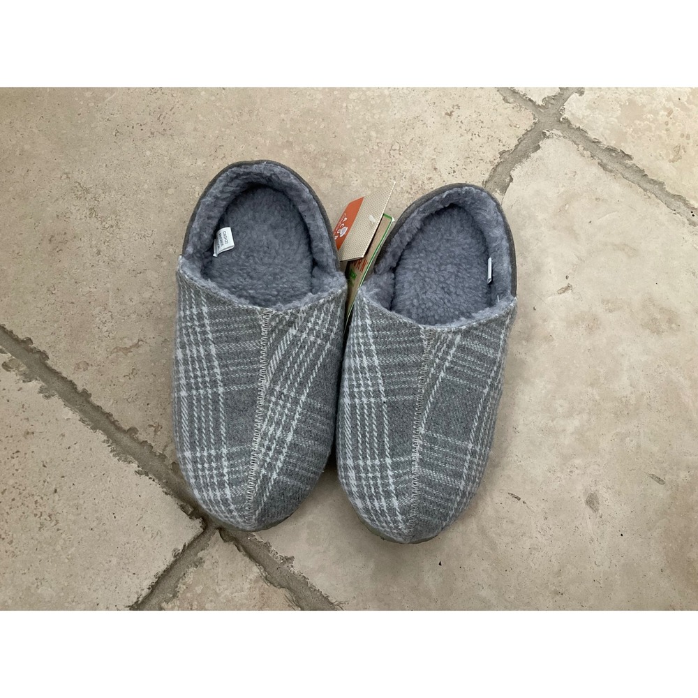 NWT Acorn Womens Plaid Algae Hoodback‎ Slippers Small 5 6 Gray Comfort on Earth